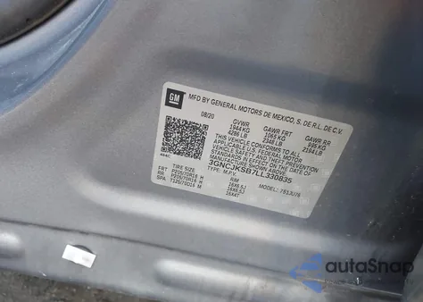 2020 Chevrolet Trax Fwd Ls из США, поврежденный, VIN 3GNCJKSB7LL330835